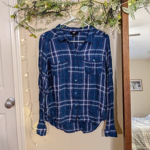 PAIGE Plaid Flannel Button Up Top - Picture 1 of 5